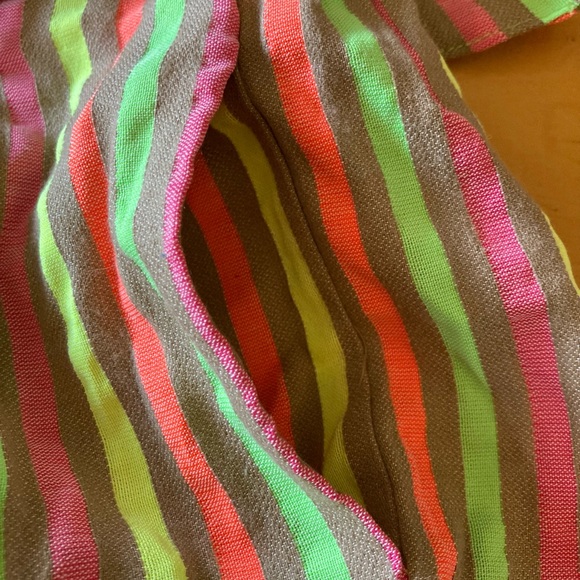 Neon Striped Paper Bag Polyester Blend Shorts Womens Size XS - Picture 6 of 8